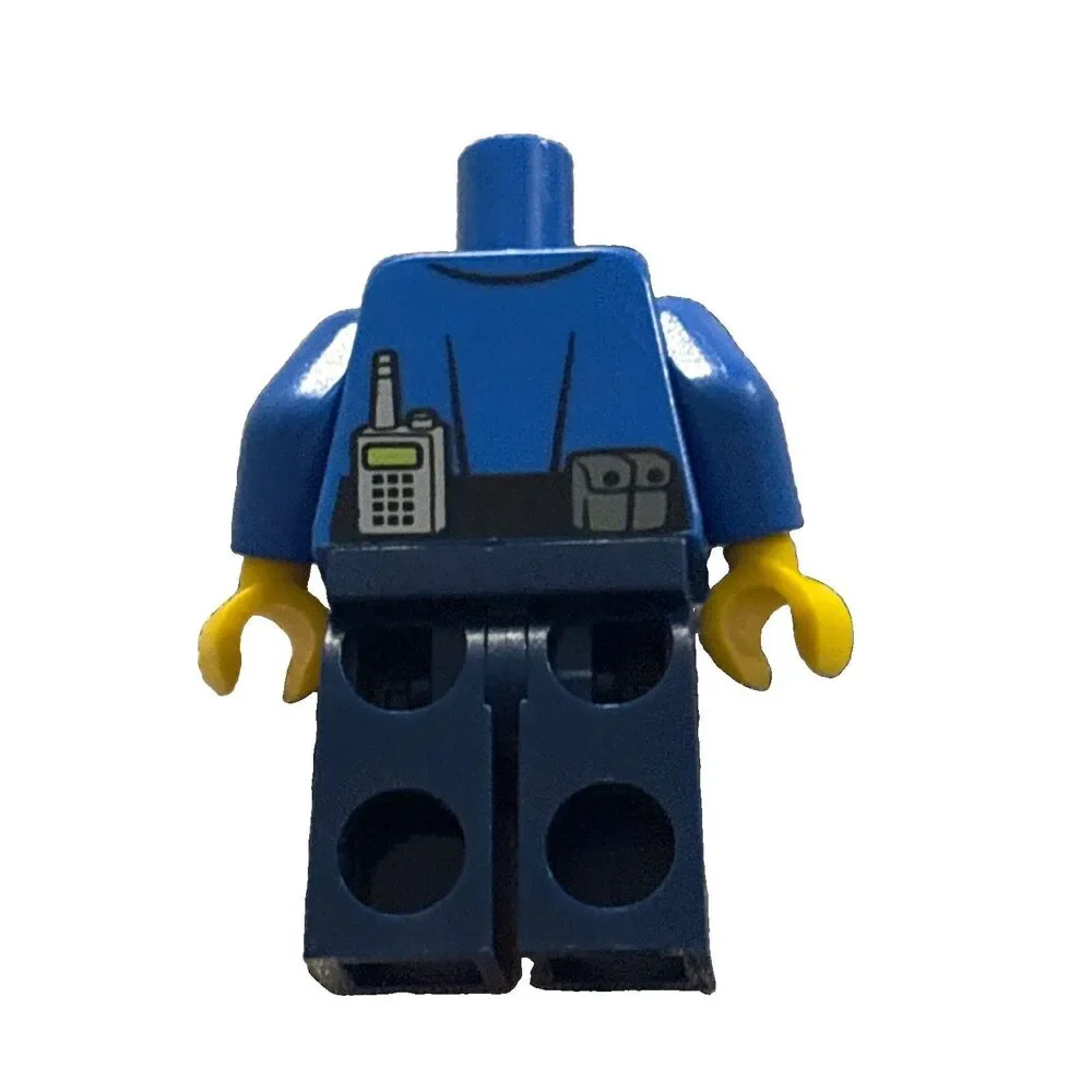 LEGO - Minifig Police Shirt Gold Badge and Buckle, Black Belt w/ Pouches Legs